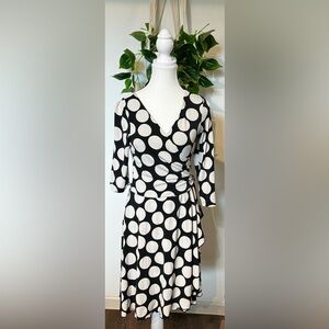 Black and white polka dot with draped side